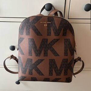 Michael Kors Tan and Black Logo Backpack